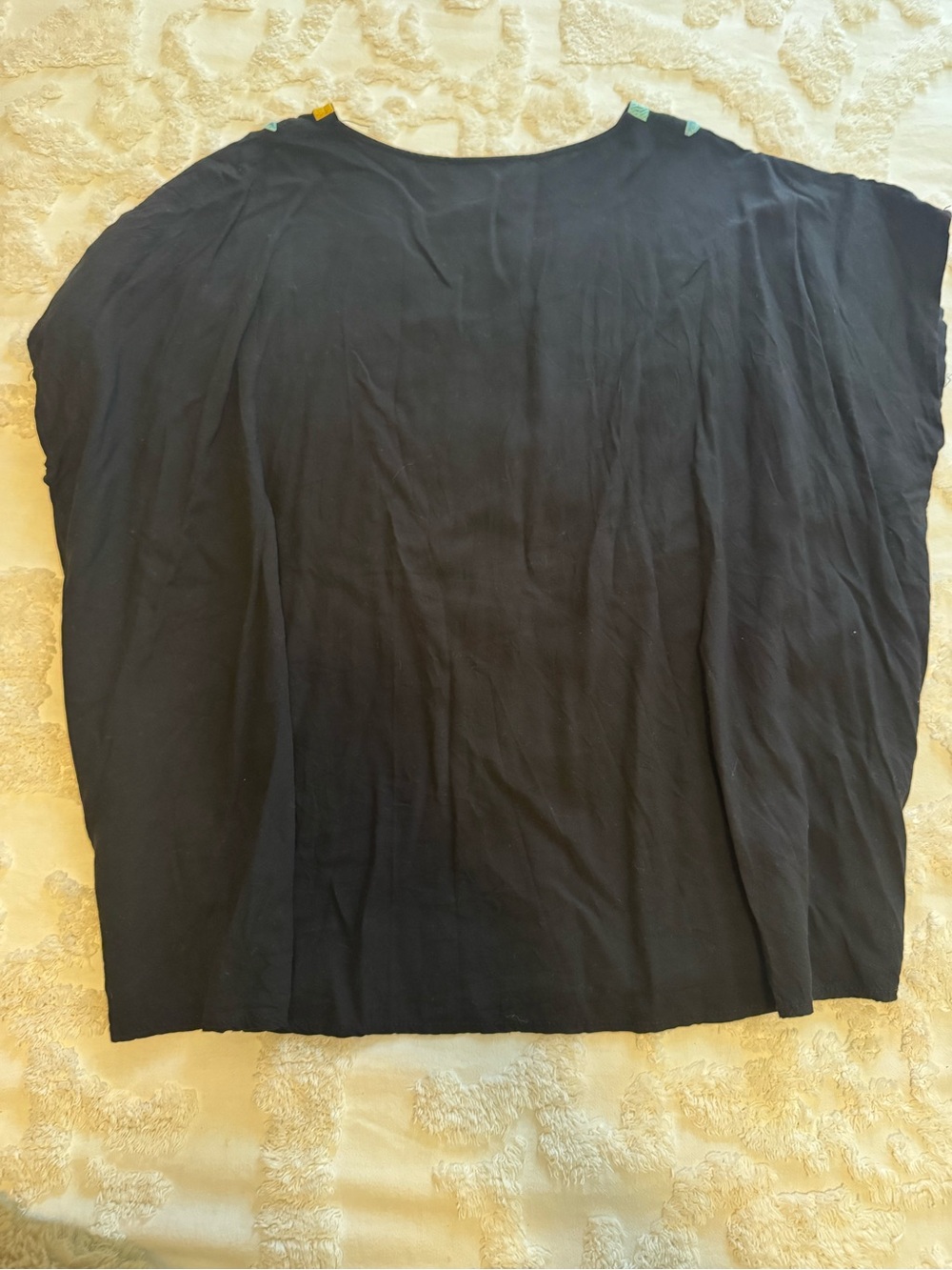 Savanna Jane Black V-Neck Top with Pink Floral Embroidery - Picture 3 of 3